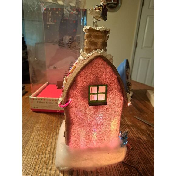 MerryBrite Fiber Optic Snow House Light Up Santa Reindeer Christmas Holiday 14" - Picture 7 of 12
